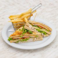 club sandwich & chips lunch at Boulevard Cafe